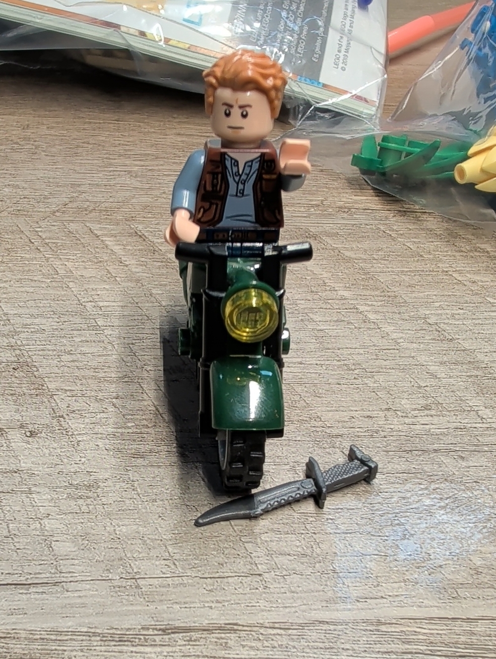 Lego Jurassic World Minifigure Owen Grady On Motorcycle
